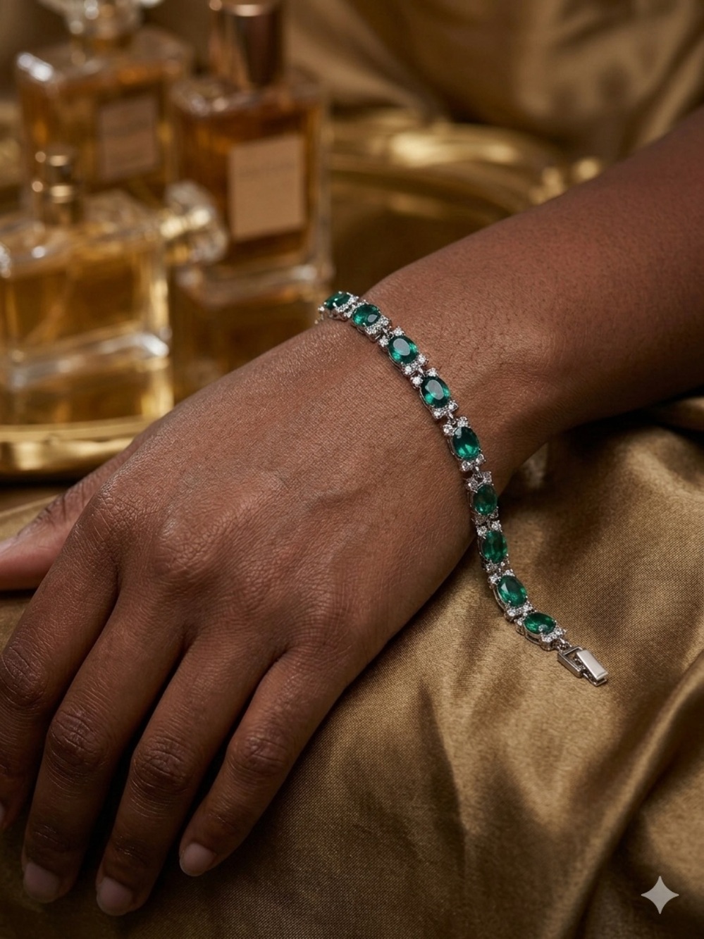 14k White Gold - Filled Emerald Green Tennis Bracelet